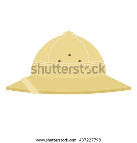 Cork helmet. Tropical helmet on a white background. Item of equipment for a safari trip to the tropics. Stock vector illustration