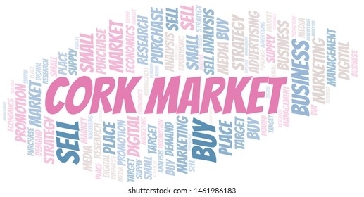 Cork Market word cloud. Vector made with text only