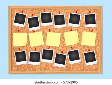 Cork Notice Board. Vector Illustration.