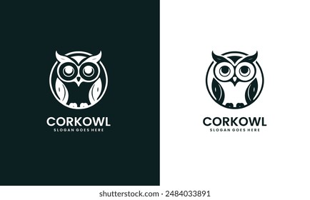 Cork Owl logo vector in modern colorful logo design. Owl creative icon logo design.