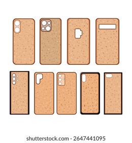desenho animado conjunto de caso de telefone de cortiça. sustentável durável, leve natural, elegante sinal de caso de telefone de cortiça de proteção.