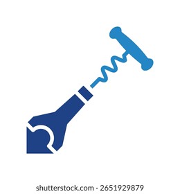 Cork Screw duplo Tom ícone de cor azul, mini ilustração para relaxamento, festa, pubs e barras UI, UX kit, app e desenvolvimento web, digital ou impressão.