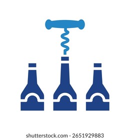 Cork Screw duplo Tom ícone de cor azul, mini ilustração para relaxamento, festa, pubs e barras UI, UX kit, app e desenvolvimento web, digital ou impressão.