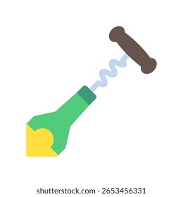 Cork Screw ícone de cor plana, mini ilustração para relaxamento, festa, pubs e barras UI, kit UX, app e desenvolvimento web, digital ou impressão.