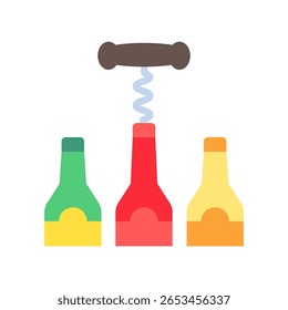 Cork Screw ícone de cor plana, mini ilustração para relaxamento, festa, pubs e barras UI, kit UX, app e desenvolvimento web, digital ou impressão.