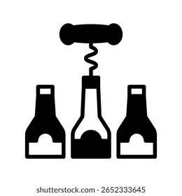 Ícone de glifo de parafuso de cortiça, mini ilustração para relaxamento, festa, pubs e barras UI, kit UX, desenvolvimento de aplicativo e web, digital ou impressão.