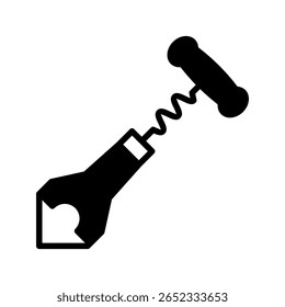 Ícone de glifo de parafuso de cortiça, mini ilustração para relaxamento, festa, pubs e barras UI, kit UX, desenvolvimento de aplicativo e web, digital ou impressão.
