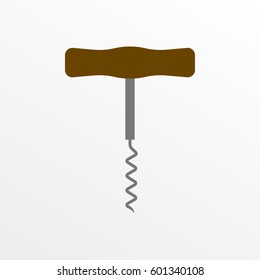 Cork Screw Icon. Wine Bottle Opener. Vector Illustration.