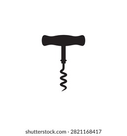 Cork screw silhouette isolated on white background. Cork screw icon vector illustration.
