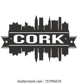 Cork Skyline Silhouette City Vector Design Art Stencil.