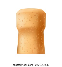 Cork stopper wooden taps. Wine bung in cartoon. Corkwood plug with grape bunch. Vector illustration on white background
