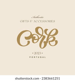 Ilustración de letras vectoriales de corcho, plantilla para un logotipo elegante premium