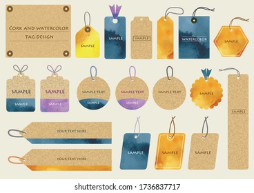 
Cork and watercolor tag design