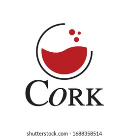 cork wine logo design vector
