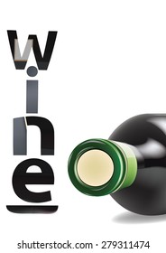 corked bottle of red wine lying sign,
