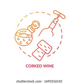 Corked wine concept icon. Vintage alcohol drinks degustation, winetasting idea thin line illustration. Closed bottle and corkscrew vector isolated outline RGB color drawing