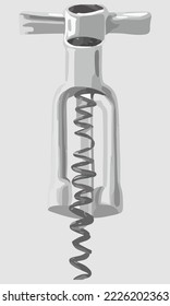 Corkscrew and Bottle Illustration Vector Cartoon Drawing