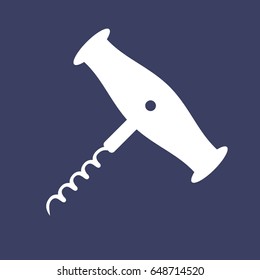 Corkscrew for bottle of wine on blue background. Icon. Vector illustration.