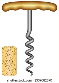 Corkscrew with cork
