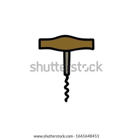 corkscrew doodle icon, vector illustration