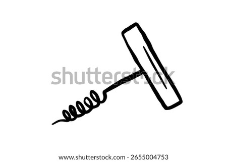 Corkscrew doodle vector illustration. Wine element sketch isolated on white