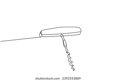 corkscrew drink alcohol opener tool object one line art design