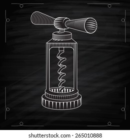Corkscrew an engraving style Drawing with chalk