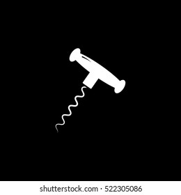 Corkscrew Flat Icon On Black Background