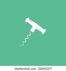 Corkscrew Flat Icon On Green Background