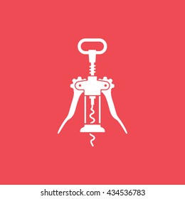 Corkscrew Flat Icon On Red Background