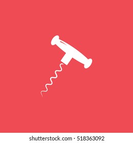 Corkscrew Flat Icon On Red Background