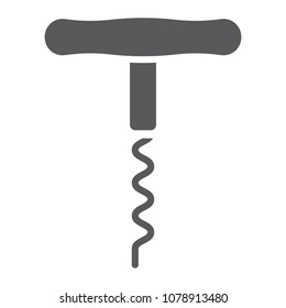 Corkscrew glyph icon, kitchen and cooking, opener sign vector graphics, a solid pattern on a white background, eps 10.