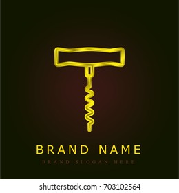 Corkscrew golden metallic logo