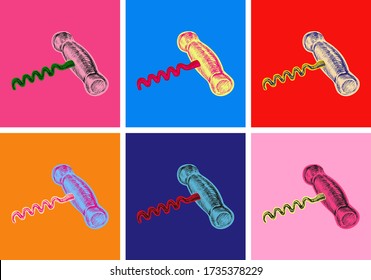 Corkscrew Hand Drawing Vector Illustration. Pop Art Style. Andy Warhol. Modern art