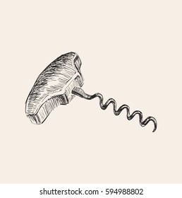  Corkscrew Hand Drawing Vector Illustration