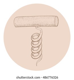 Corkscrew. Hand drawn sketch. Vector illustration