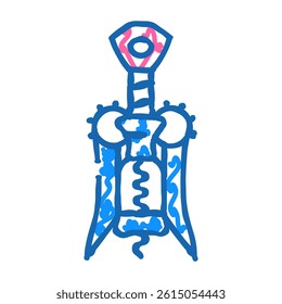 corkscrew hand wine doodle icon sketch vector. corkscrew hand wine sign. isolated symbol illustration