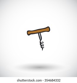 Corkscrew. Hand-drawn bartender supply icon. Doodle drawing. Vector illustration