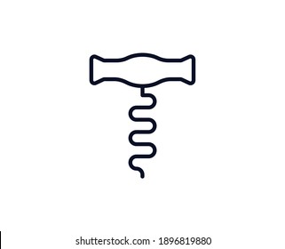 Corkscrew icon. Bar black line sign. Premium quality graphic design pictogram. Outline symbol icon for web design, website and mobile app on white background. Monochrome icon of corkscrew.