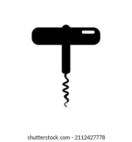 Corkscrew Icon. Black Icon Isolated On White Background. Corkscrew Silhouette.