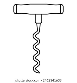 corkscrew icon, black icon isolated on white background, corkscrew in silhouette, simple flar style, web site page and mobile app design vector element