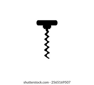 Corkscrew icon. Black icon isolated on white background. Corkscrew silhouette. Simple icon vector design and illustration.


