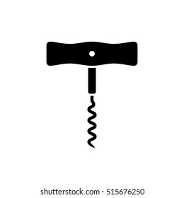 Corkscrew icon. Black icon isolated on white background. Corkscrew silhouette. Simple icon. Web site page and mobile app design vector element.