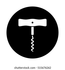 Corkscrew icon. Black icon isolated on white background. Round icon. Corkscrew silhouette. Simple circle icon. Web site page and mobile app design vector element.