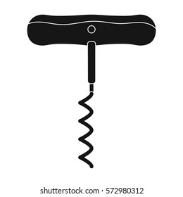 Corkscrew icon in black style isolated on white background. Wine production symbol stock vector illustration.
