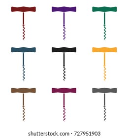 Corkscrew icon in black style isolated on white background. Kitchen symbol stock vector illustration.
