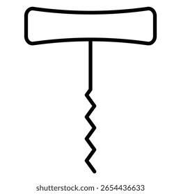 Corkscrew icon Black and white outline flat sign vector