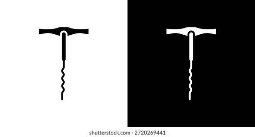 Icono de sacacorchos. Icono de diseño plano simple en blanco y negro