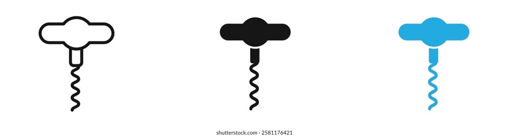 Corkscrew icon black white vector outline