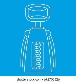 Corkscrew icon blue outline style isolated vector illustration. Thin line sign